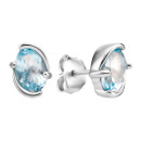 Серебряные пуссеты с топазом swiss (SZDE75946)