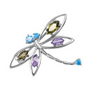 Серебряная брошь-булавка Стрекоза с фианитами (SZDX00634)