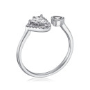 Безразмерное серебряное кольцо Сердце с фианитами TA07137-R/12/1