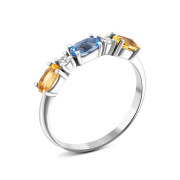 Серебряное кольцо с танзанитом, цитрином и фианитом (1661/1р-QTANCIT)