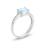 Серебряное кольцо с топазом и фианитами (к1272топRh)