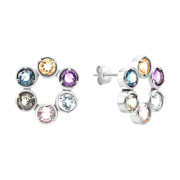 Серебряные пусеты с миксом камней (с1409Rh)