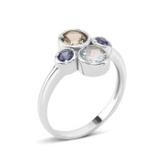 Серебряное кольцо с топазом и сапфиром (к1410Rh)