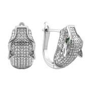 Серебряные серьги Пантера с фианитами (FE18358)