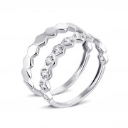 Наборное двойное серебряное кольцо с фианитами (КВ2517)