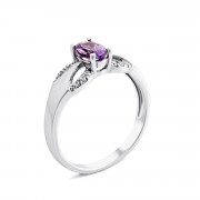 Серебряное кольцо с аметистом и фианитами (1463/1р-AMET)