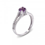 Серебряное кольцо с аметистом и фианитами (1665/9р-AMT)