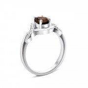 Серебряное кольцо с дымчатым кварцем и фианитами (Тд0060/раух-R)