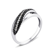 Серебряное кольцо с фианитами (1180чб/1р-CZ)