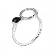 Серебряное кольцо с фианитами и эмалью (КВ1276с)