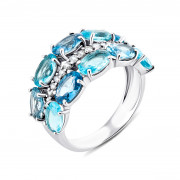 Серебряное кольцо с голубым кварцем и фианитами (1363/1р-QLBQS)