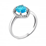 Серебряное кольцо с голубым кварцем и фианитами (1557/1р-QSWB)