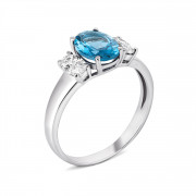 Серебряное кольцо с кварцем London blue и фианитами (1738/1р-QLB)