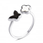 Серебряное кольцо с перламутром и ониксом (КК2ПО/192)