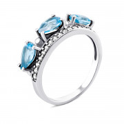 Серебряное кольцо с топазом swiss и фианитами (1360/1р-TSWB)