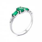 Серебряное кольцо с зеленым агатом и фианитами (1325/1р-GRAG)