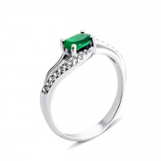 Серебряное кольцо с зеленым агатом и фианитами (1489/1р-GRAG)