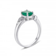 Серебряное кольцо с зеленым агатом и фианитами (Тд0062/агат-R)