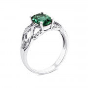 Серебряное кольцо с зеленым кварцем и фианитами (1466/1р-QGR)