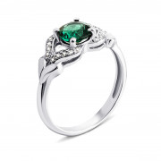 Серебряное кольцо с зеленым кварцем и фианитами (1474/1р-QGR)