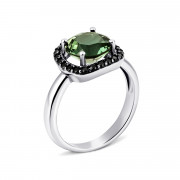 Серебряное кольцо с зеленым кварцем и фианитами (1600ч/1р-QGR)