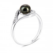 Серебряное кольцо с жемчугом и фианитами (1770/9р-PBL)