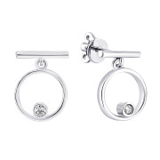 Серебряные серьги-подвески с фианитом (СП152(зв)с)