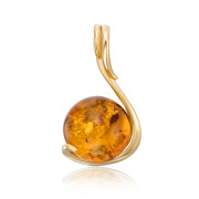 Серебряная позолоченная подвеска с янтарем (AuP137C-P/20/2787)