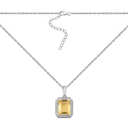 Серебряное колье с жёлтым кварцем и фианитами (SP18086 кв жел)