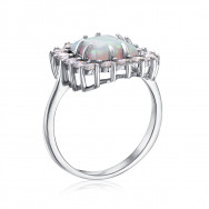 Серебряное кольцо с опалом и фианитами (001451/12/1/4227)
