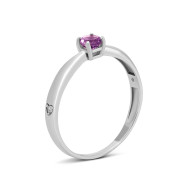 Серебряное кольцо с аметистом и фианитами (1182К.а.Rh)