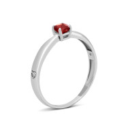 Серебряное кольцо с гранатом и фианитами (1182К.г.Rh)
