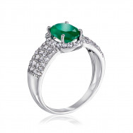 Серебряная кольцо с агатом и фианитами. (1336/1р-GRAG)