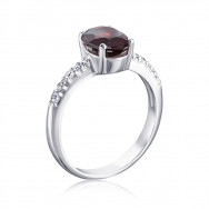 Серебряное кольцо с гранатом и фианитами (1339/1р-GARN)