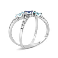 Серебряное кольцо с кварцем и фианитами (1398/1р-QLBQS)