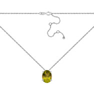 Серебряное колье с хризолитом (1457Кол.х.Rh)