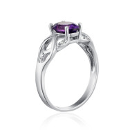 Серебряное кольцо с аметистом и фианитами 1466/1р-AMET