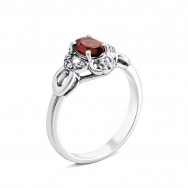 Серебряное кольцо с гранатом и фианитами (1473/1р-GARN)