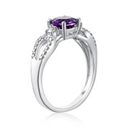 Серебряное кольцо с аметистом и фианитами 1475/1р-AMET