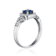 Серебряное кольцо с сапфиром и фианитами 1533/1р-HSPH