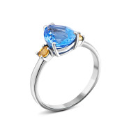Кольцо с цитрином и кварцем Tanzanite (1664/1р-QTANCIT)