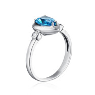 Серебряное кольцо с кварцем и фианитами 1740/1р-QLB