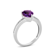 Серебряное кольцо с аметистом и фианитами (1854/1р-AMET)