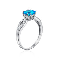 Серебряное кольцо с кварцем и фианитами 1979/9р-QSWB