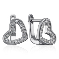 Серебряные серьги Сердце с фианитами (1EA104799-E/12/1)