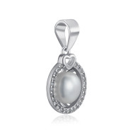 Серебряная подвеска с жемчугом и фианитами 1PE57045-P/12/2649