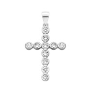 Серебряный крестик с фианитами (1PE68471)