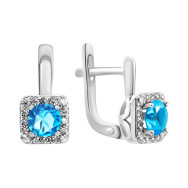 Серебряные серьги с фианитами (20129blu)