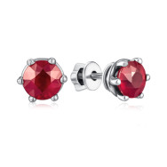 Серебряные пусеты с рубином  2092/9р-RUB