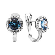 Серьги с кварцем London blue и фианитами (2470/1р-QLB)